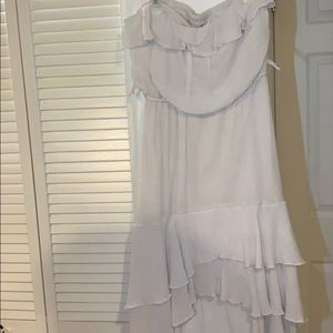 White high-low strapless dress